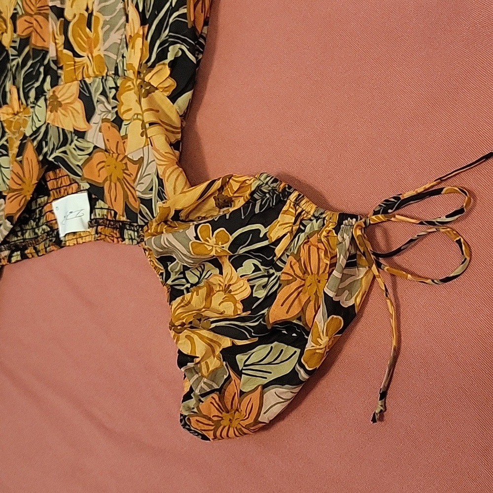 Dee Dee Floral Puff Sleeve Dress, Size Large - Picture 3 of 5